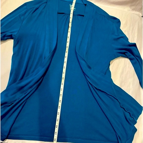 3 Tops/.Teal/Turq/Blue Autumn LightJacket/Tee/FloralPullover (Photos Measure) - Picture 11 of 12